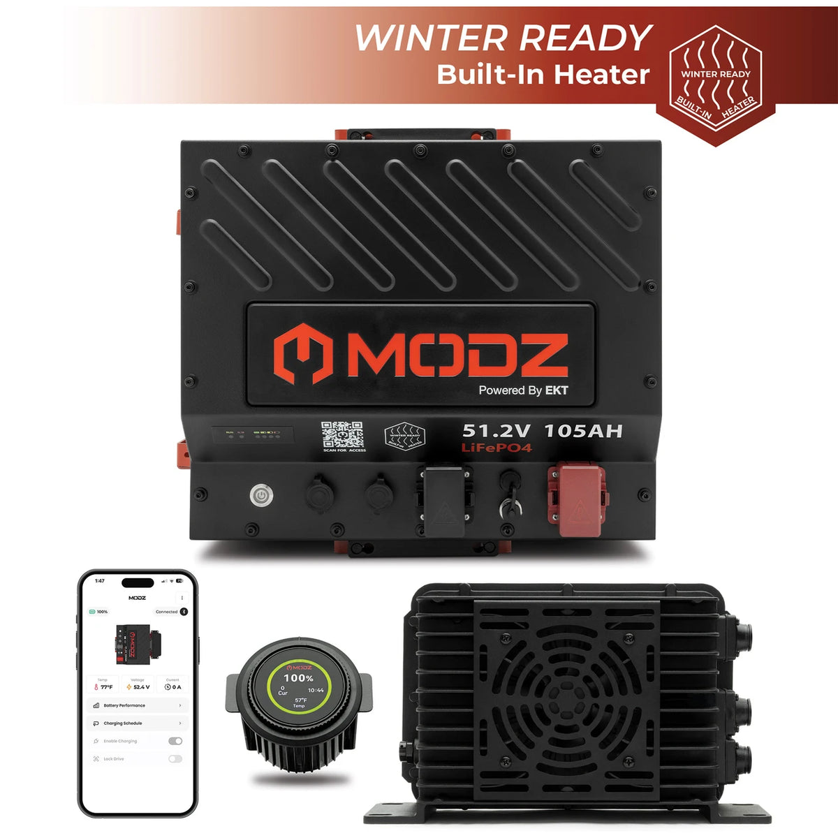 MODZ® Universal 48V (51.2V) 105Ah Nano Lithium Golf Cart Battery Bundle