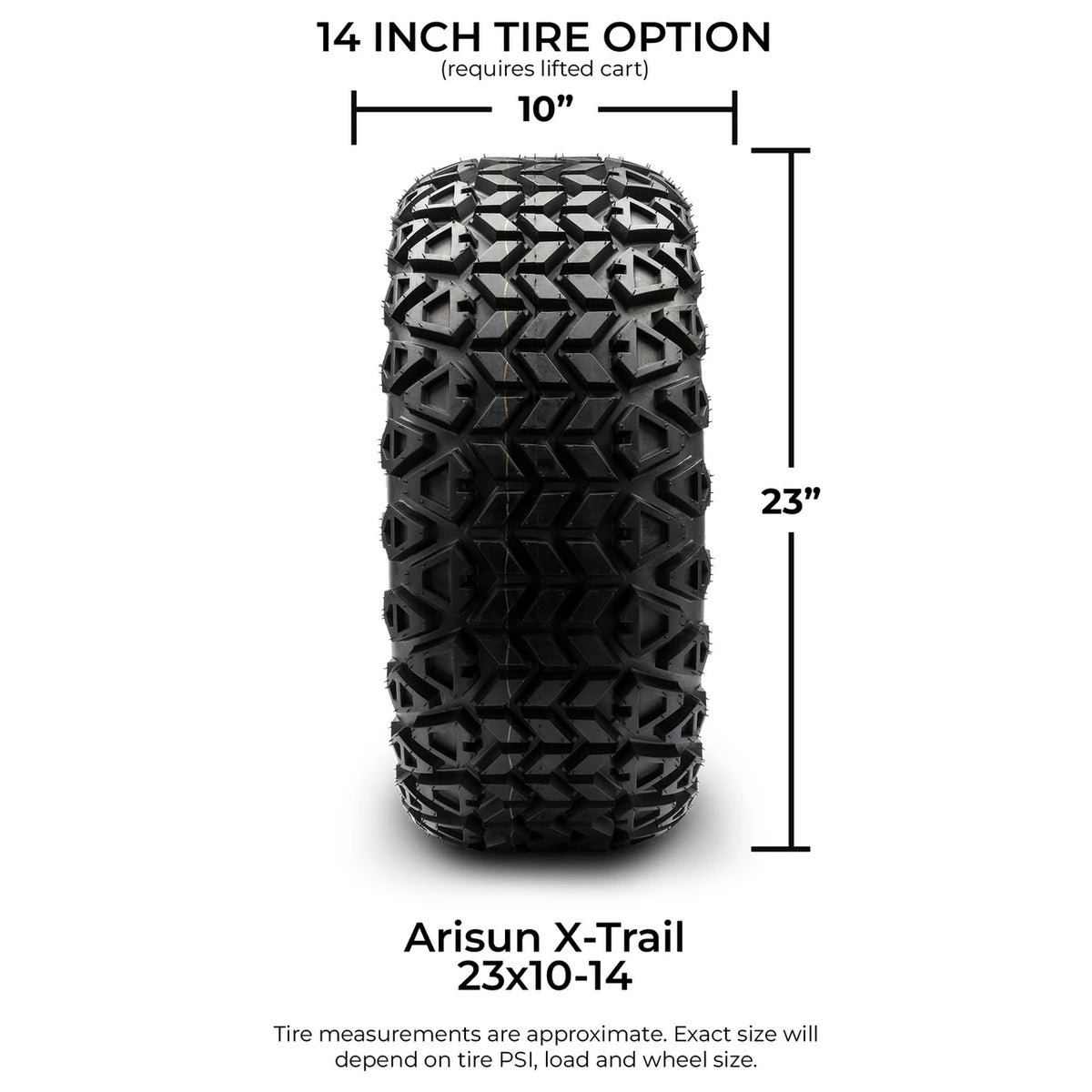 Arisun X-Trail All Terrain Golf Cart Tires – 23x10-14 Set of 4