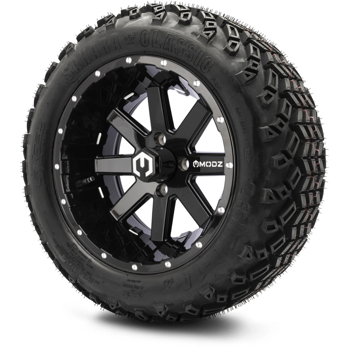MODZ® 14" Assault Glossy Black Ball Mill – Lifted Tires & Wheels Combo